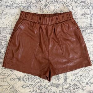 Steve Madden Rust Leather-Look Elastic Waist Skirt